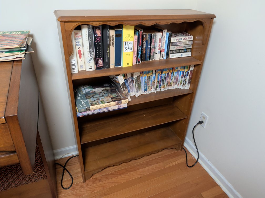 4-Tier Wood Bookshelf with Assorted Books