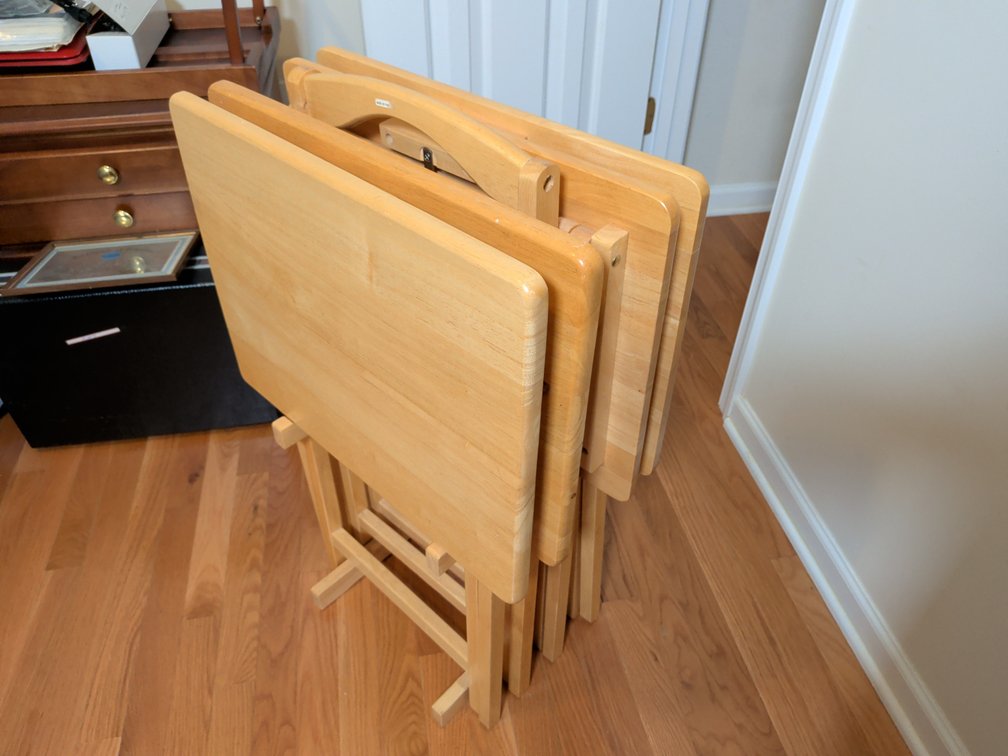 Wooden Folding TV Tray Set with Storage Stand