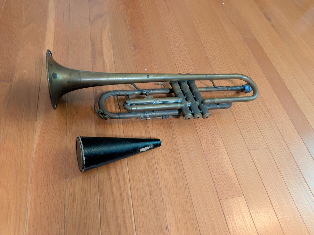 Brass Trumpet with Straight Mute