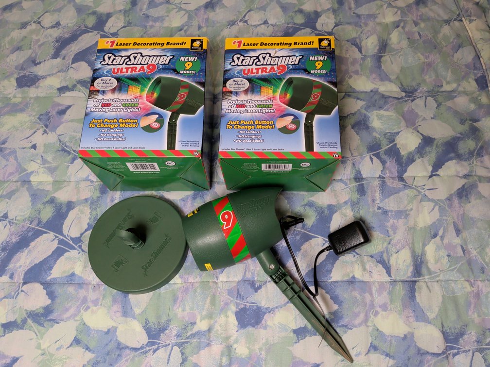 Two BulbHead Star Shower Ultra 9 Laser Lights