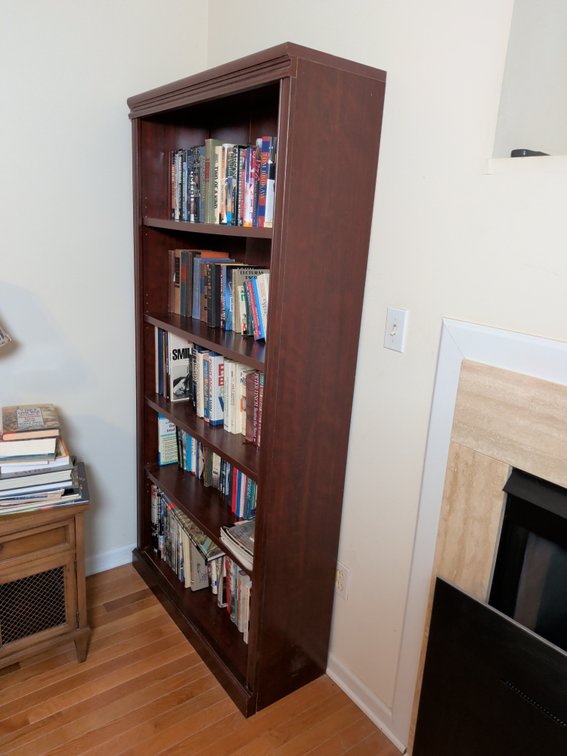72-Inch Tall Wood Bookcase with Assorted Books