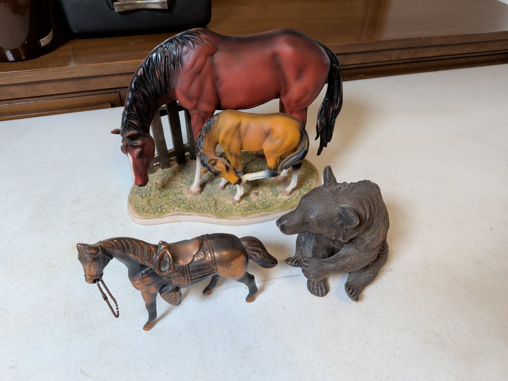 Animal Figurines Including Swiss Bear