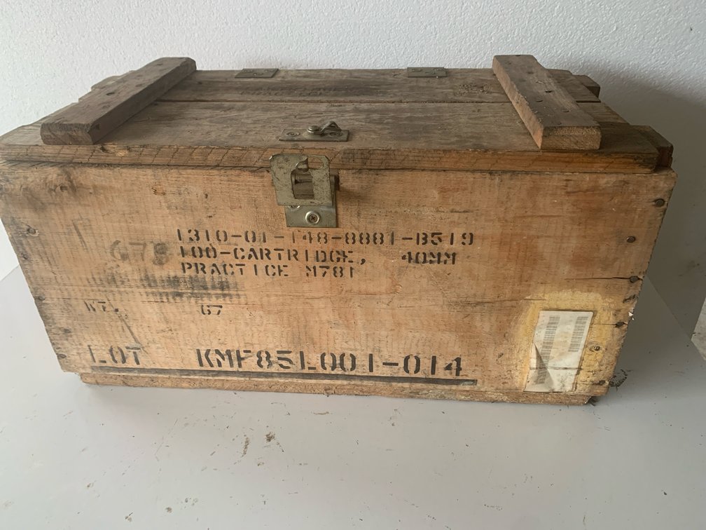 Military 40mm Practice Cartridge Wooden Ammunition Crate