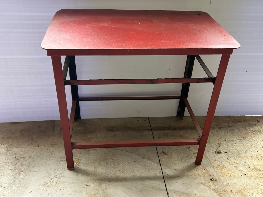 Red Painted Metal Utility Work Table