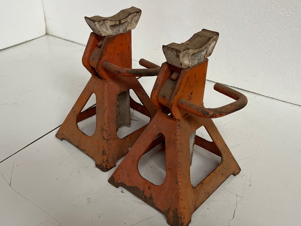 Pair of Orange Steel Jack Stands