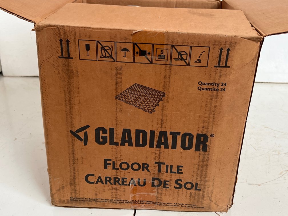 Gladiator Diamond Tread Interlocking Floor Tiles, Set of 24