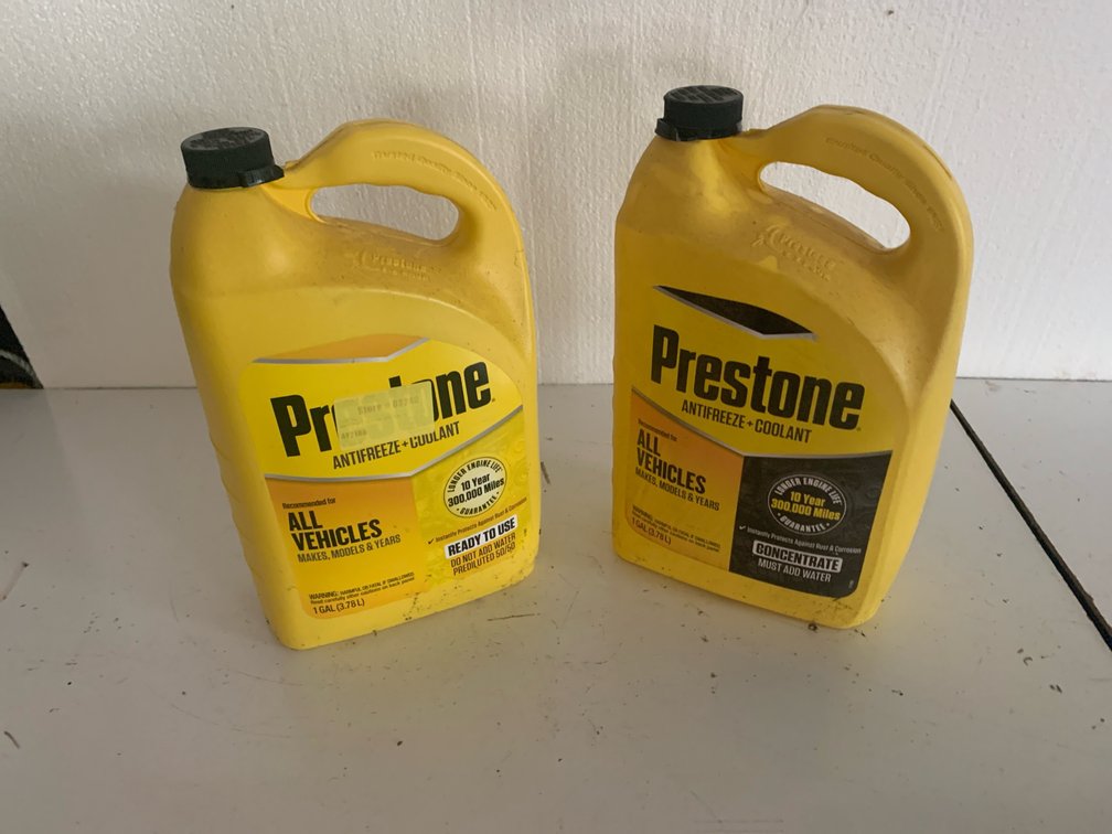 Two Prestone Antifreeze + Coolant 1-Gallon Jugs