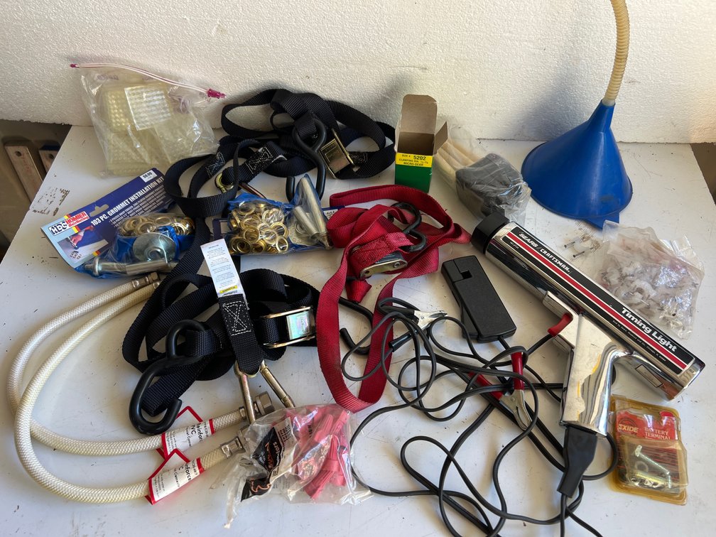 Timing Light, Grommet Kits, Tie-Down Straps, and Hardware