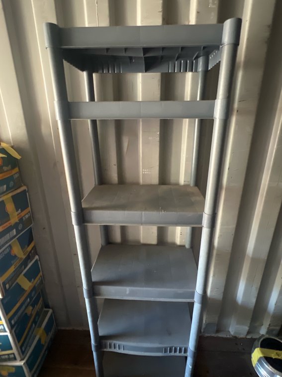 Molded Gray Plastic 5-Tier Utility Shelving Unit