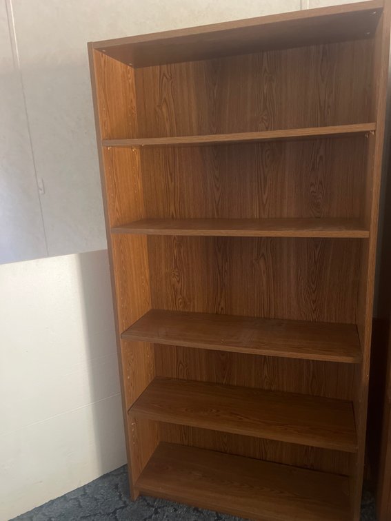 Tall Woodgrain Laminate Five-Shelf Bookcase