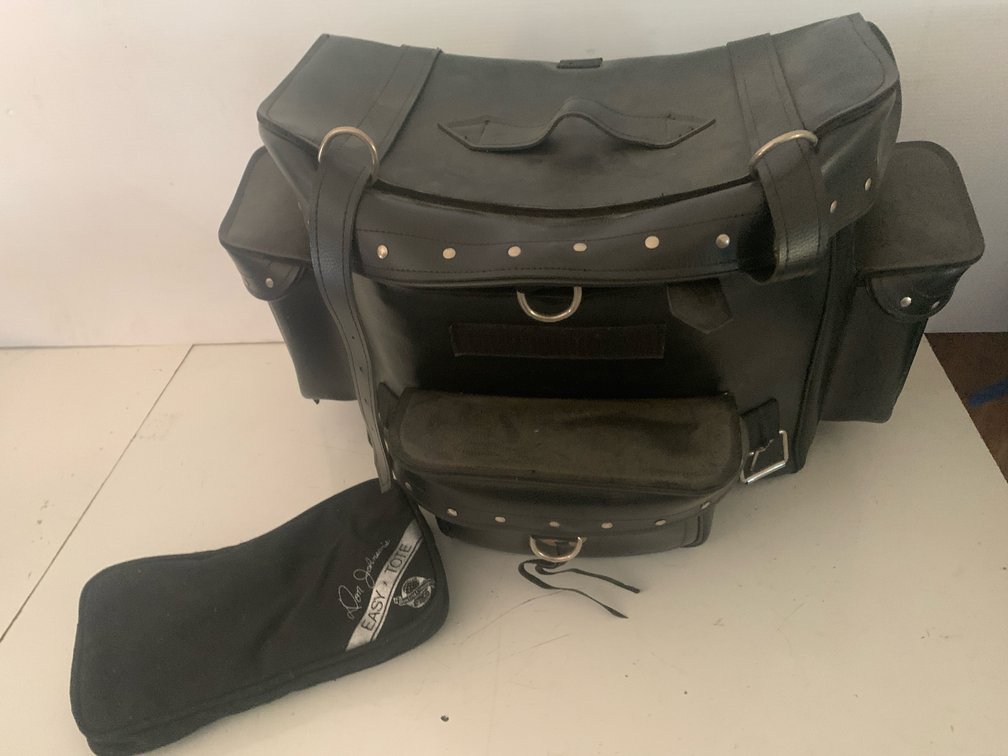 Studded Motorcycle Luggage Bag with Don Johnson's Easy Tote Pouch