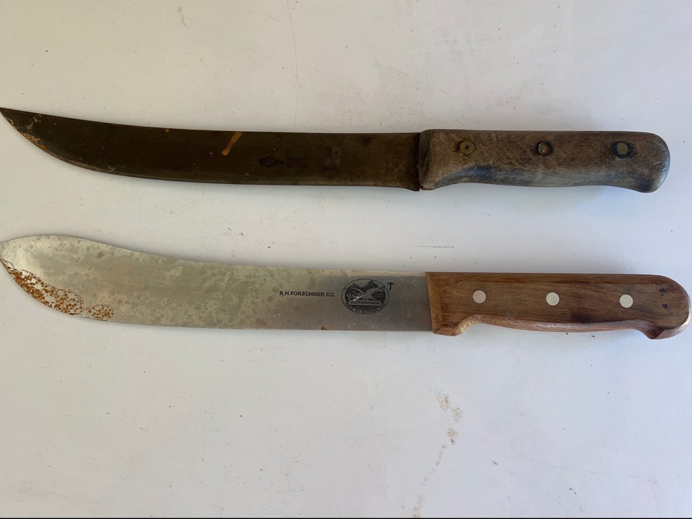 Fixed-Blade Butcher Knives with Wooden Handles