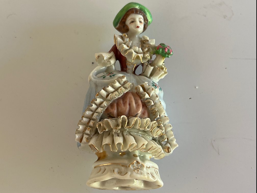 Occupied Japan Painted Porcelain Woman Figurine