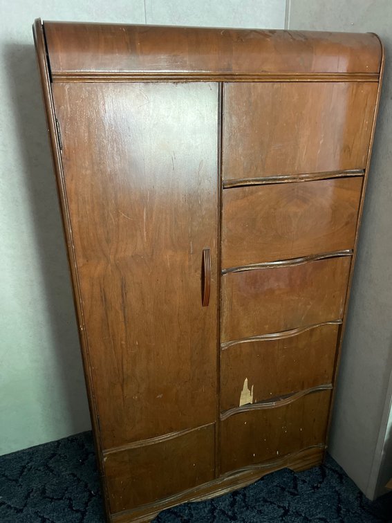 Art Deco Waterfall Wood Chifforobe Wardrobe