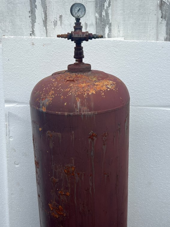Flippo's Oil Co Steel Cylinder Tank with Pressure Gauge
