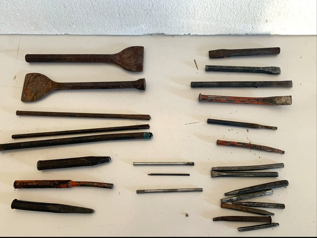 Assorted Steel Cold Chisels and Punches