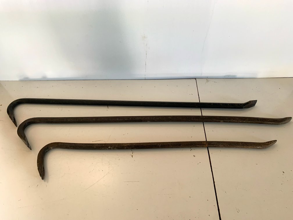 Three Steel Gooseneck Wrecking Bars