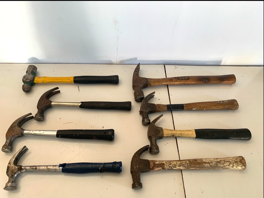 Assorted Steel Claw and Ball-Peen Hammers