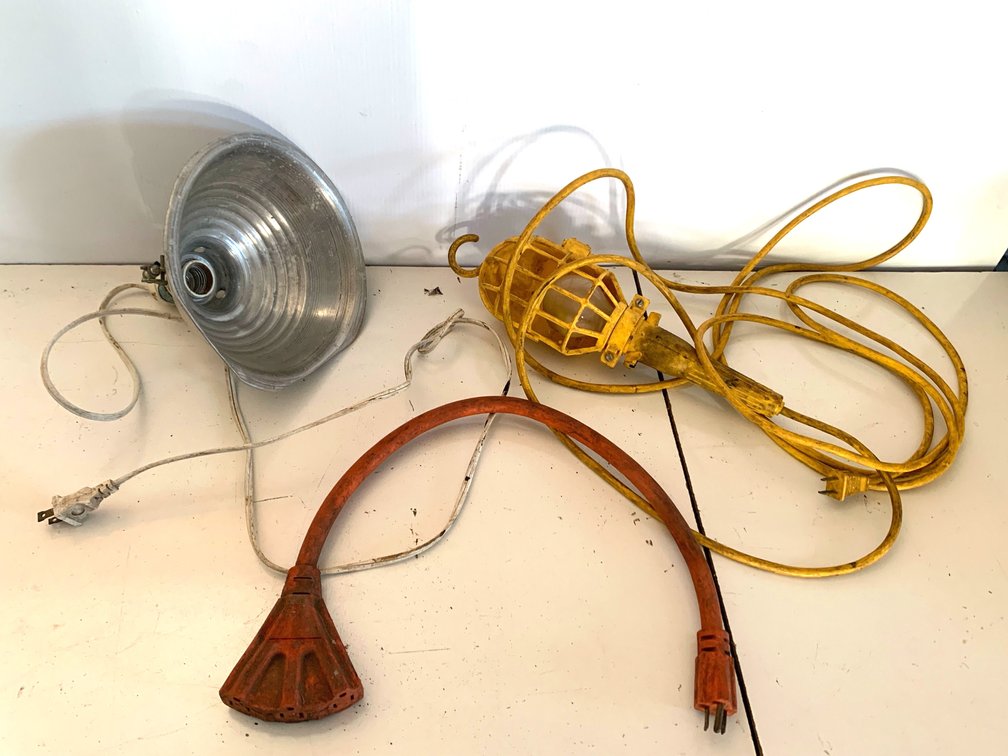 Workshop Lighting and Electrical Adapter Lot
