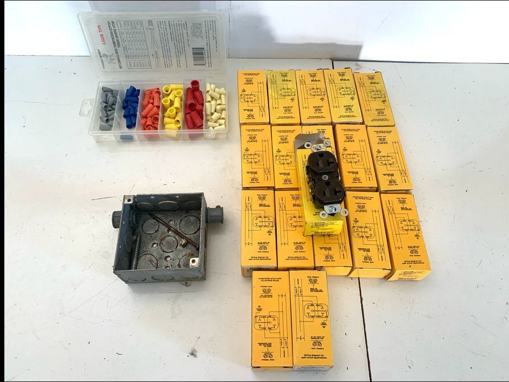 Hubbell 20A Duplex Receptacles, Wire Connectors & Junction Box
