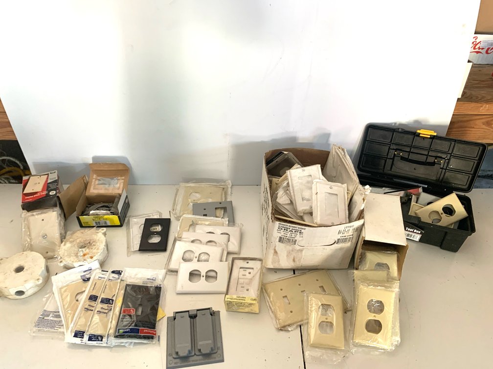Leviton and GE Assorted Electrical Wall Plates, GFCI, and Hardware Lot