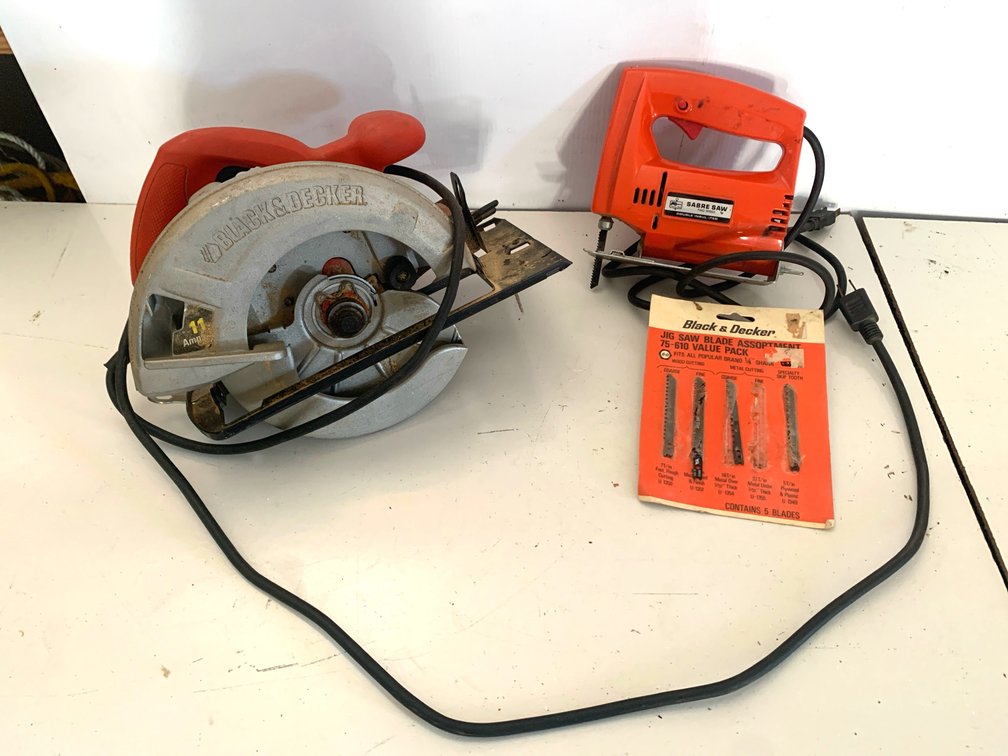 Black & Decker Circular Saw, Sabre Saw, and Blade Assortment
