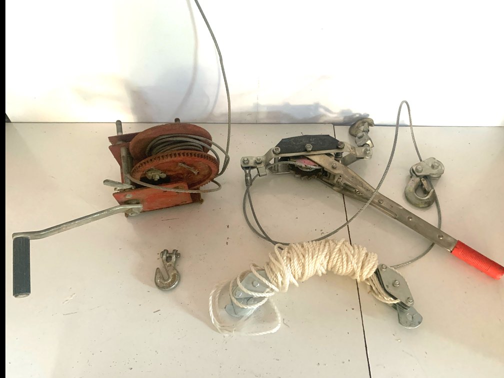 Manual Cable Winch, Ratchet Cable Puller, and Rope Block and Tackle