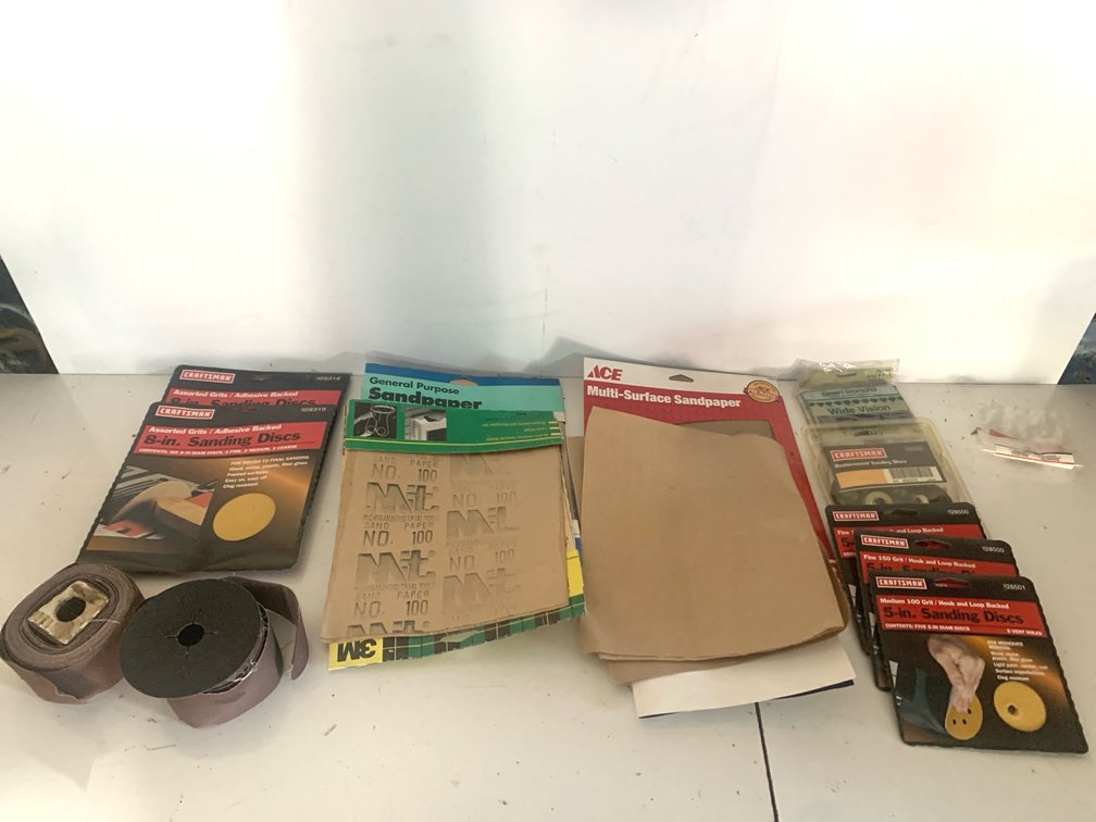 Assorted Sanding Discs and Sandpaper Lot