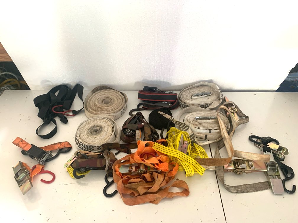 Assorted Ratchet Tie-Down Straps and Webbing