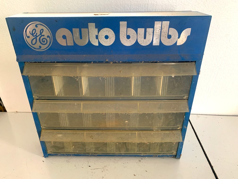 GE Auto Bulbs Metal Tiered Parts Organizer Cabinet