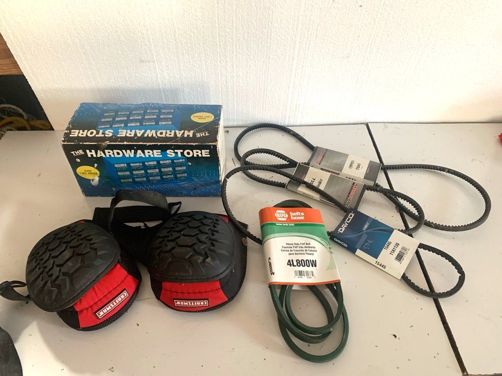 Knee Pads, Drive Belts, and Hardware Organizer