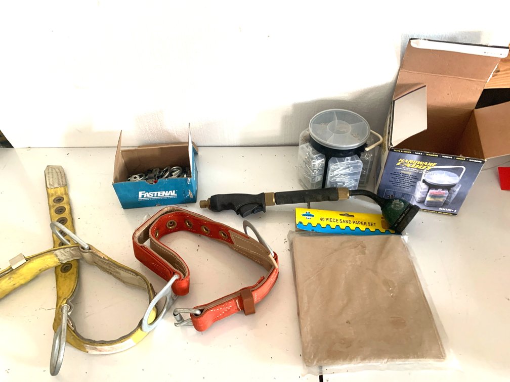 Hardware Caddy Organizer, Utility Straps, Sandpaper Set, and More