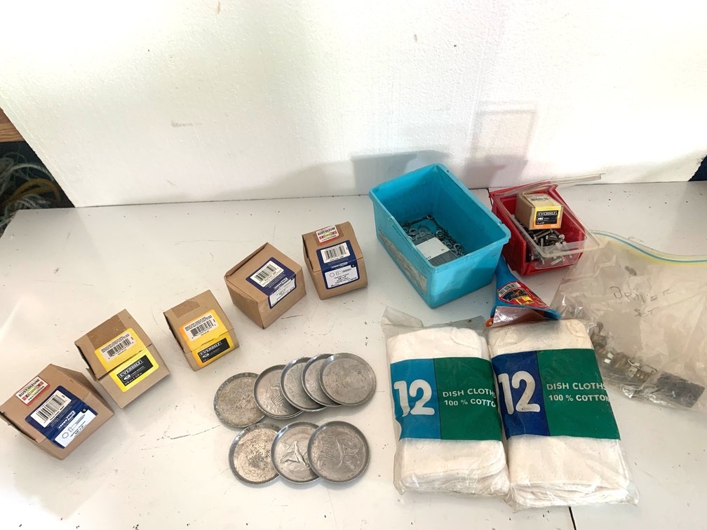 Hardware Fasteners, Dish Cloths, Embossed Metal Coasters, and More