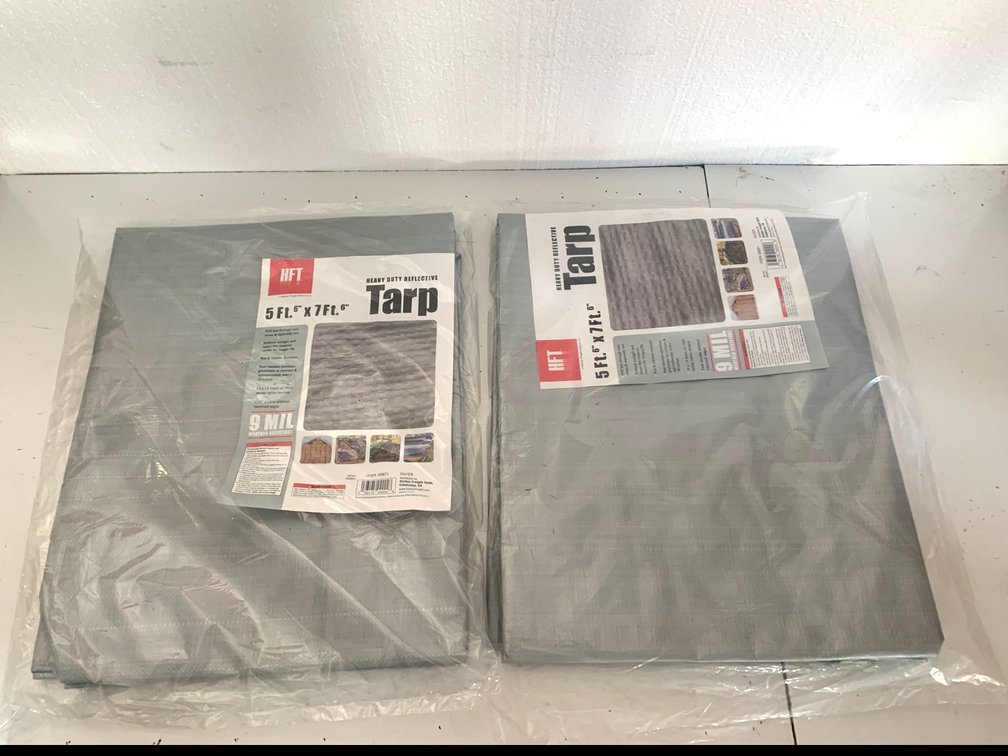 Two HFT Heavy Duty Reflective Tarps, 5 ft. 6 in. x 7 ft. 6 in.