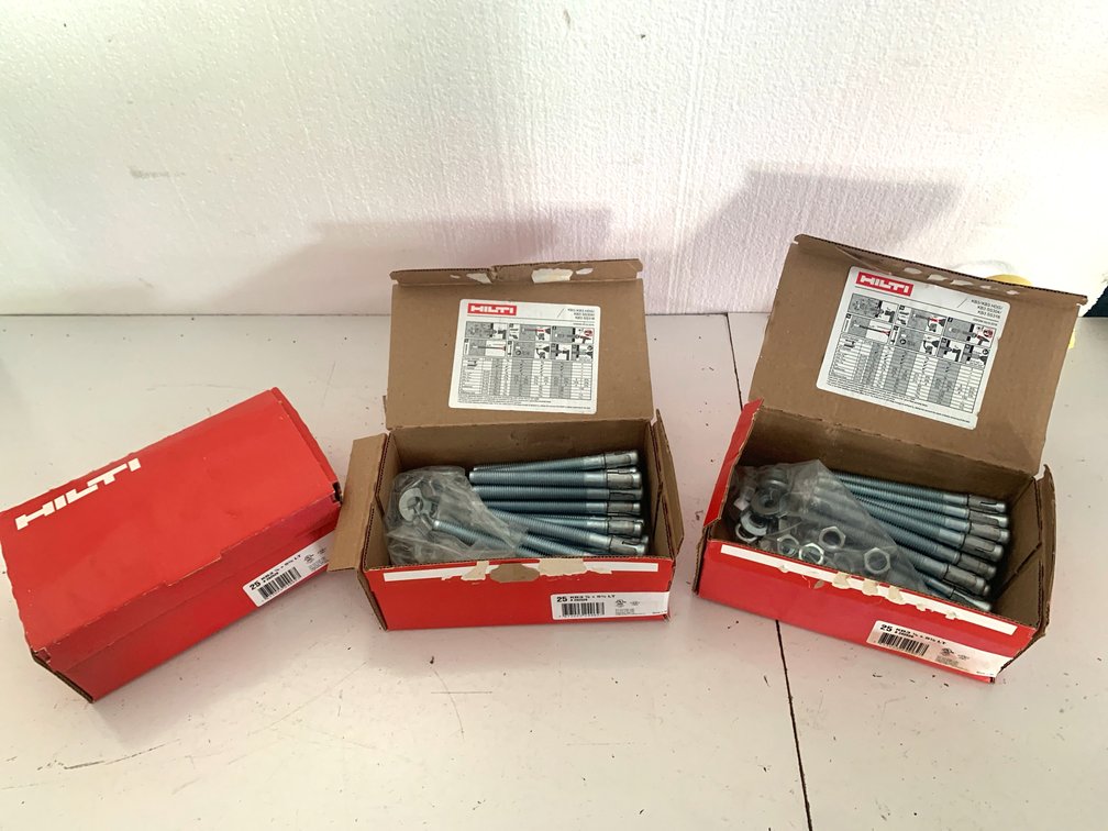 Hilti KB3 Wedge Anchor Bolts - 3 Boxes