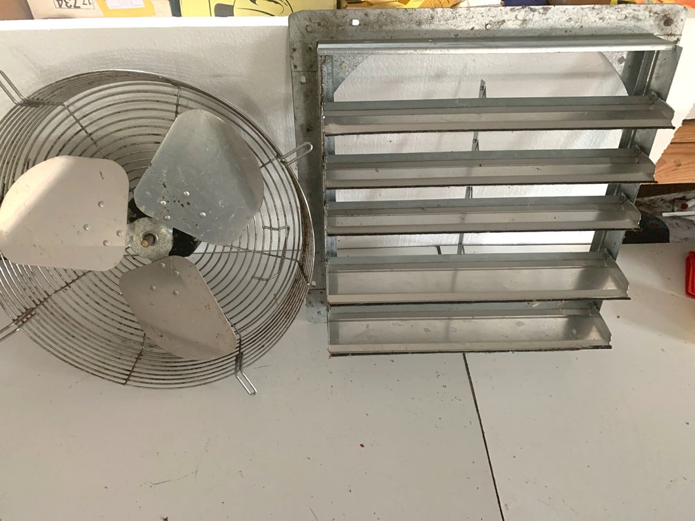 Industrial Wire Cage Fan and Galvanized Exhaust Shutter