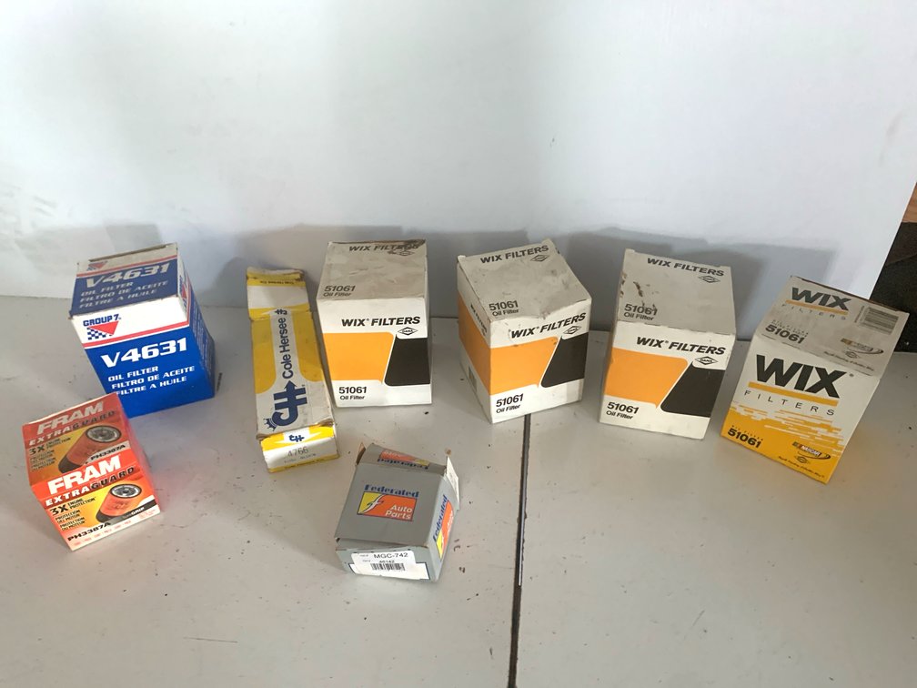 Boxed Automotive Oil Filters and Electrical Parts