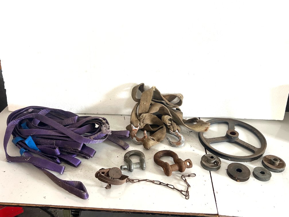 Lifting Slings, Tow Strap, Shackles, Pulleys, and Animal Trap