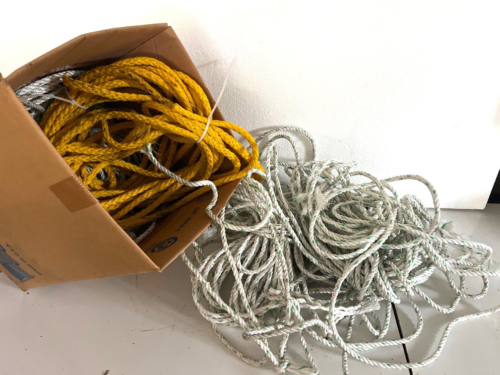 Yellow and White Three-Strand Twisted Rope