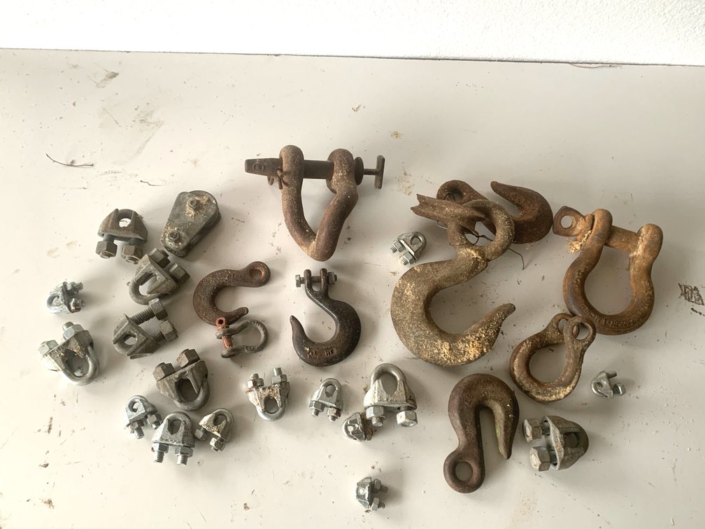 Wire Rope Clips, Shackles, Hooks, and Pulley Block