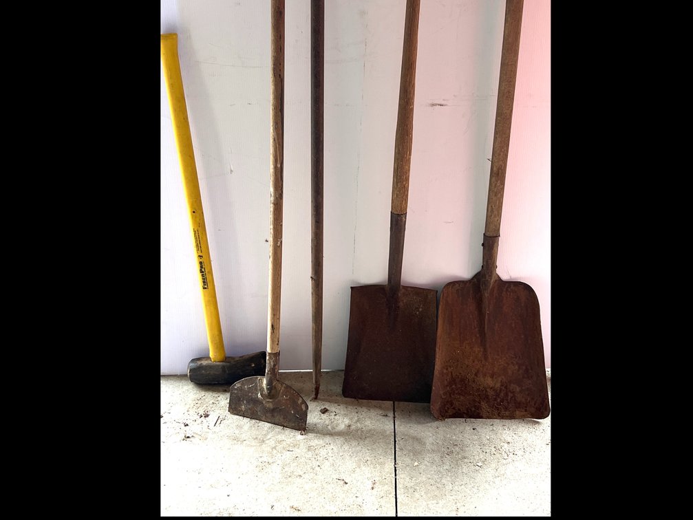 Splitting Maul, Digging Bar, Scraper, and Shovels
