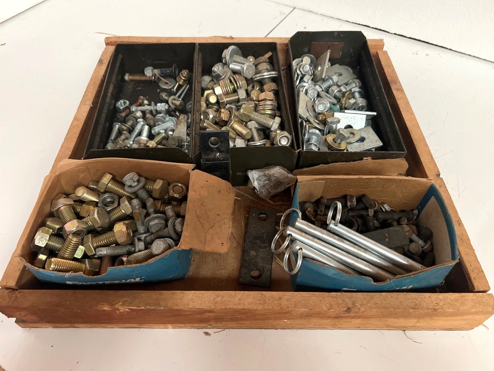 Hex Bolts, Nuts, Washers, Hitch Pins, and Storage Tray