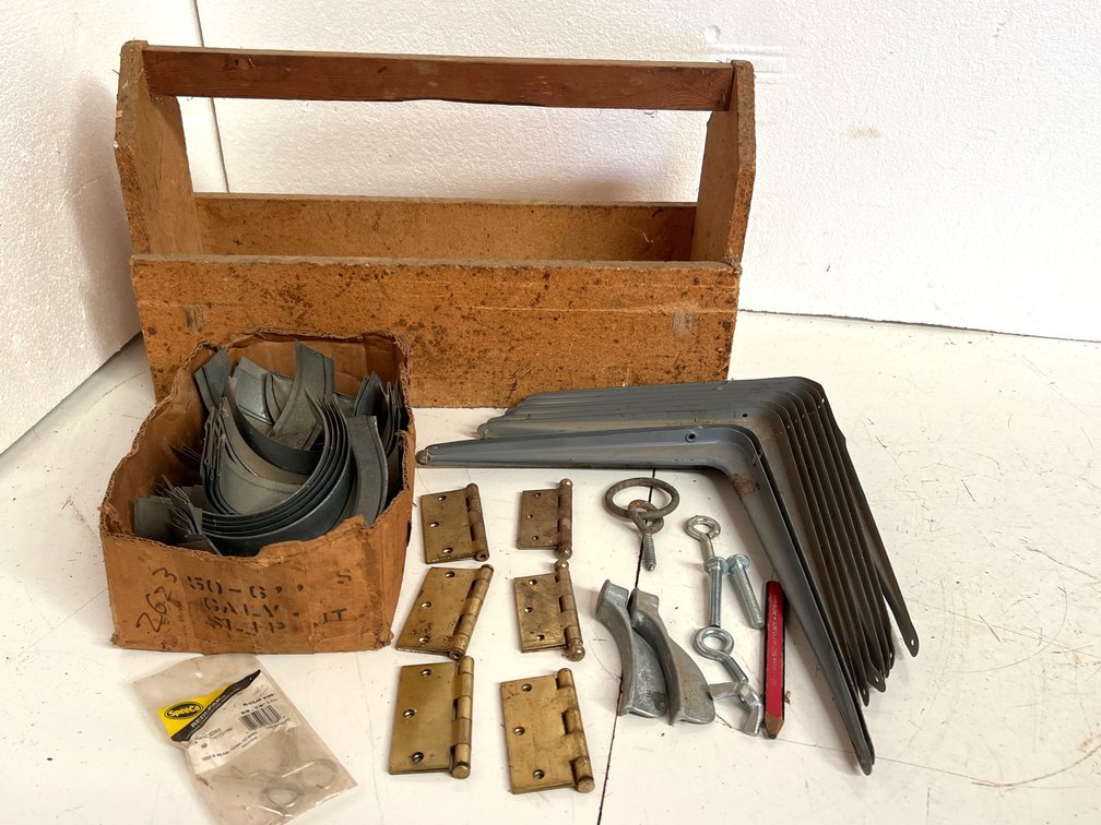 Wooden Tool Tote with Shelf Brackets, Hinges, and Hardware