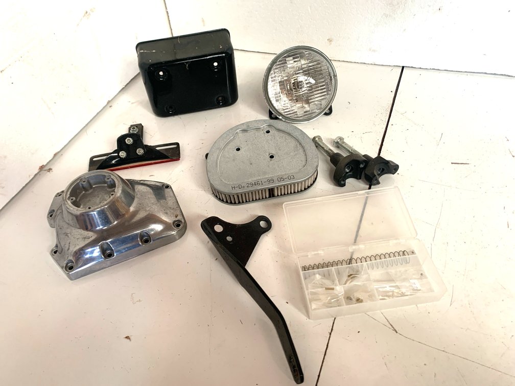 Motorcycle Air Filter, Lamp Assembly, Chrome Cover, and Hardware