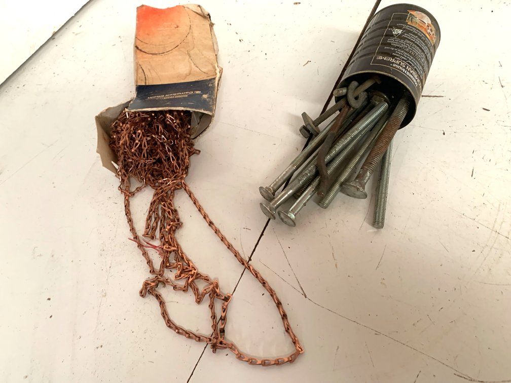 Copper-Toned Chain, Carriage Bolts, Threaded Rods, and More
