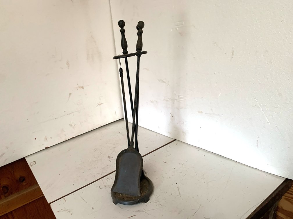 Cast Metal Fireplace Tool Set with Stand