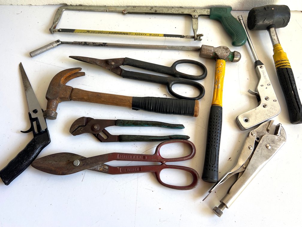 Hammers, Tin Snips, Hacksaw, Locking Pliers, and More