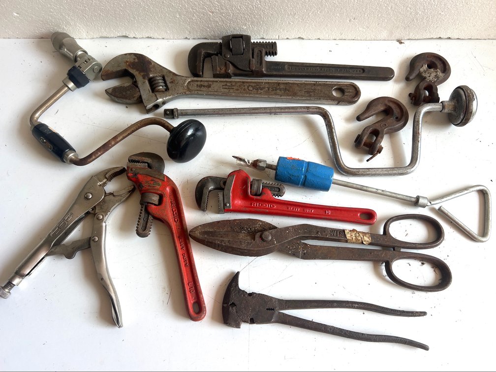 Pipe Wrenches, Hand Tools, and Clevis Hooks