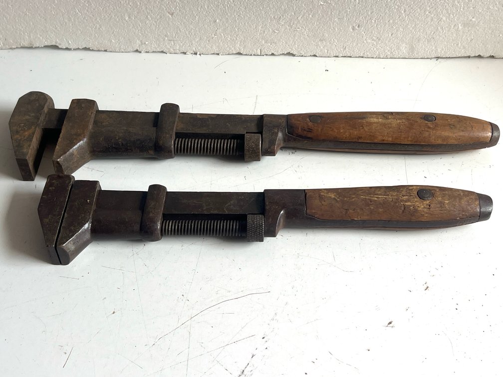 Adjustable Monkey Wrenches with Wood Handles