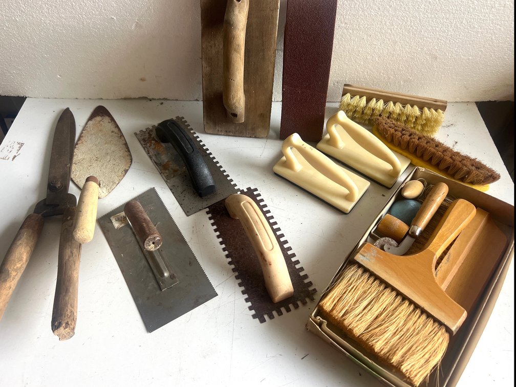 Masonry Trowels, Sears Wallpaper Tool Kit, and Hand Tools